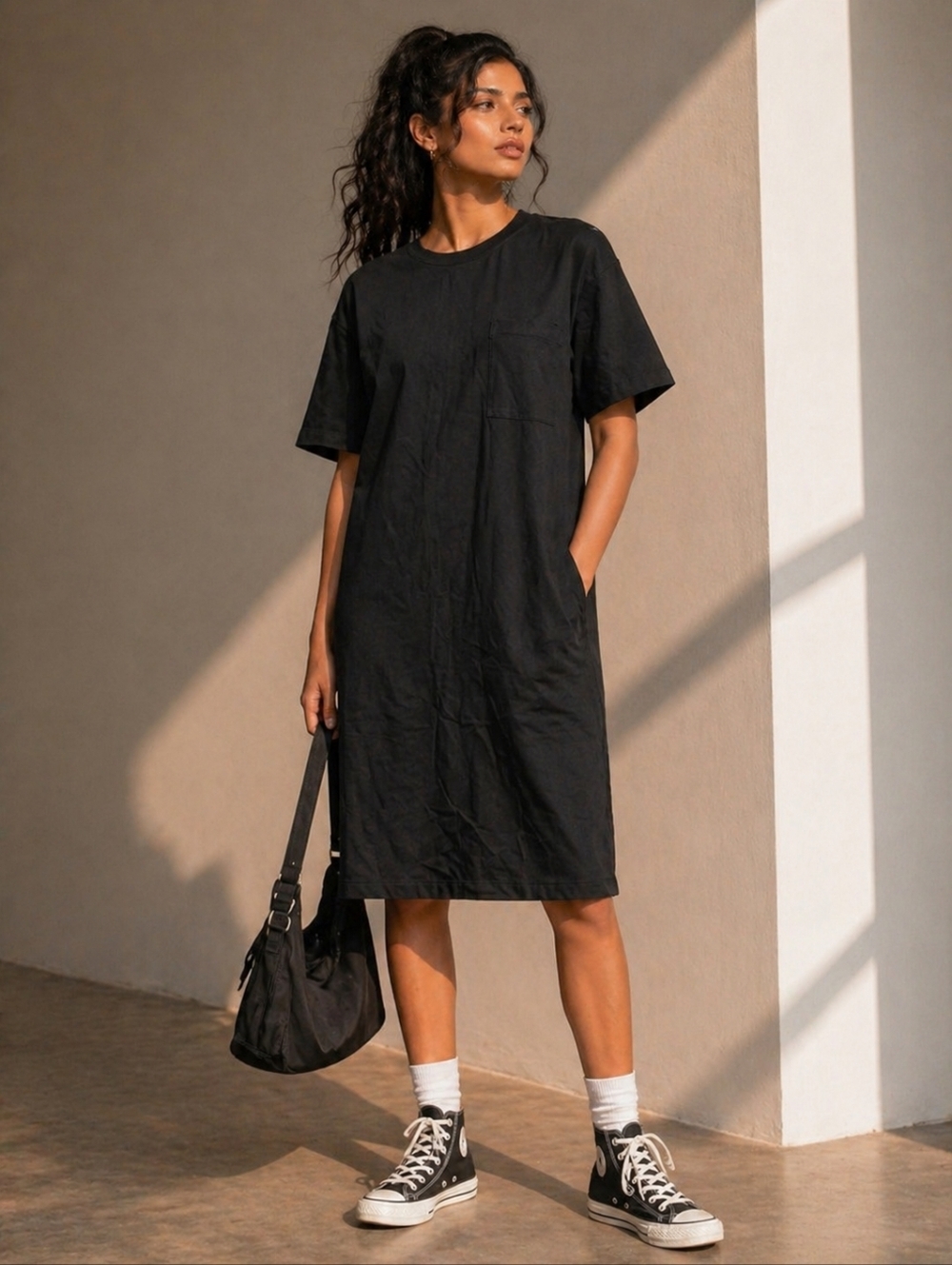 Women's Nordstrom T-Shirt Dress, M, Black